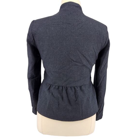 Loft Glen Check Blazer Gray Size 14 Mandarin Collar Peplum Back - Picture 4 of 7